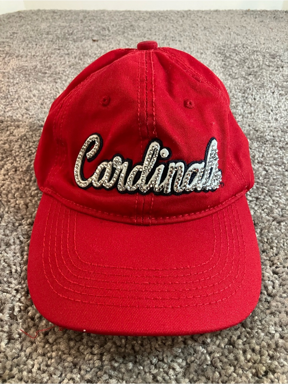 St Louis Cardinals MLB Red Melonwear Rhinestone Script Adjustable Cap Hat